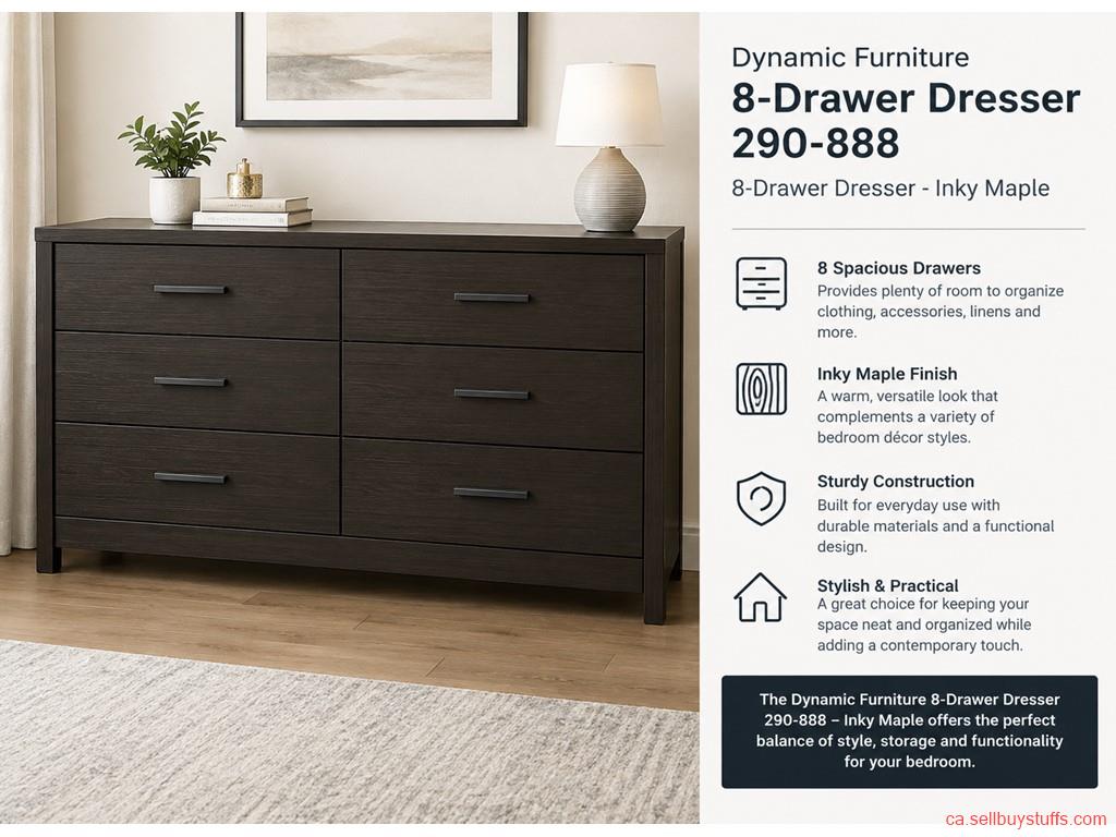 second hand/new: Dynamic Furniture 8-Drawer Dresser 290-888 8-Drawer Dresser - Inky Maple